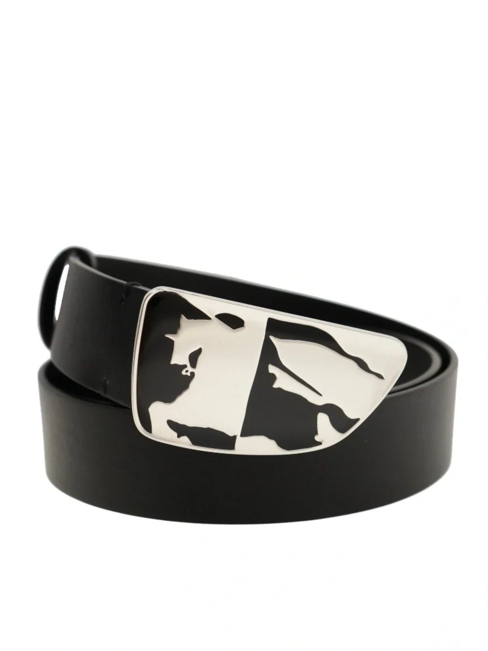 Burberry Shield Split EKD Plaque Belt Black Leather Size 105 / 42 New
